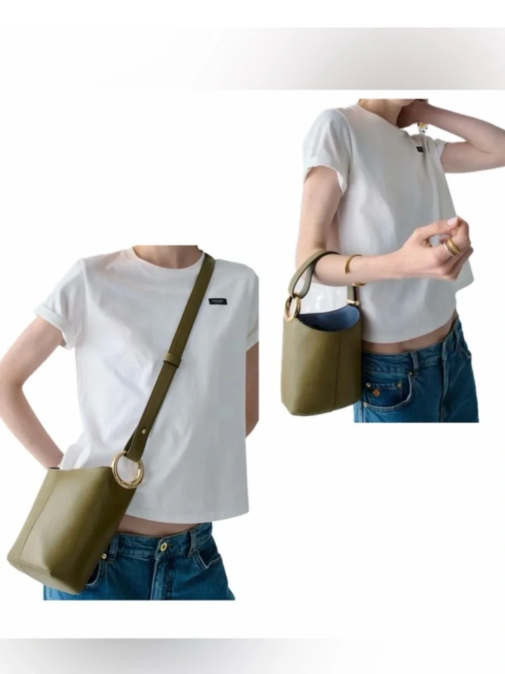 KATE SPADE NWOT HALO LEATHER MINI BUCKET BAG DRIED THYME + MATCHING WALLET